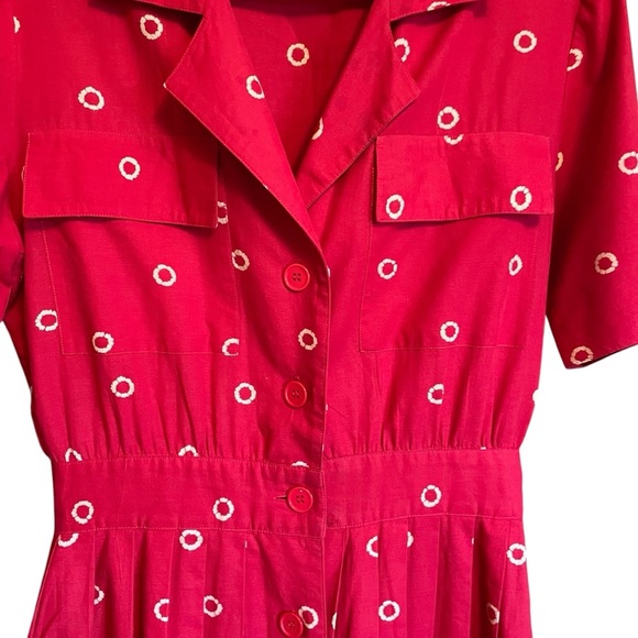 Vintage 1980’s Albert Nipon Executive Dress-Size Medium-Pleated-Button front - Picture 2 of 13